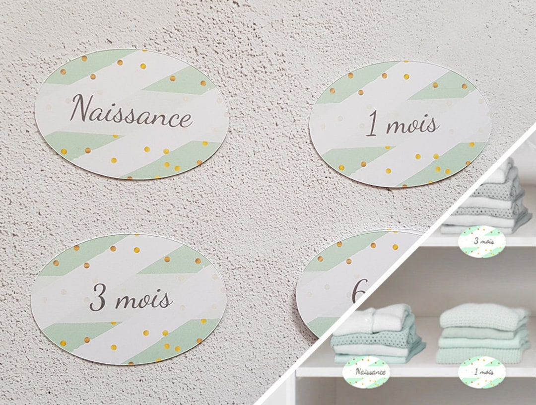 Lot of Green Striped Labels of Water Peas Imitation Gold for Baby