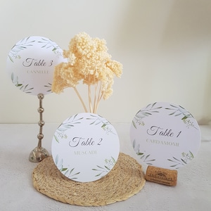 Nomi e numeri dei tavoli Olivier per un matrimonio provenzale chic