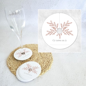Lotto 20 etichette in vetro con nome del marchio TERRACOTTA tema per riconoscere il tuo bicchiere all'anniversario di matrimonio del cocktail del vino d'onore
