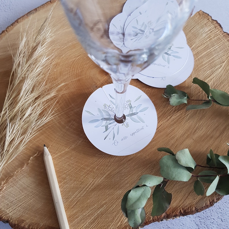 Lot 20 étiquettes à verre marque prénom thème OLIVIER pour reconnaître son verre au vin d'honneur cocktail baptême mariage anniversaire image 6
