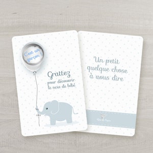 FR/EN Carte à gratter pour l'annonce du sexe de bébé "c'est une fille" ou "c'est un garçon" (standard ou personnalisé aux prénoms parentaux)