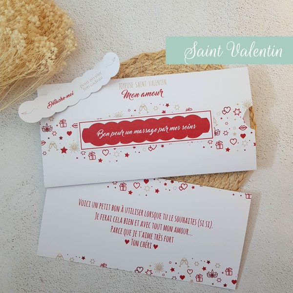 Pochette cadeau SAINT VALENTIN personnalisable pour voucher, billets de concert, bon ou chèque cadeau à glisser et sa languette détachable