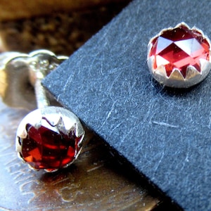 Rose Cut Pyrope Garnet Stud