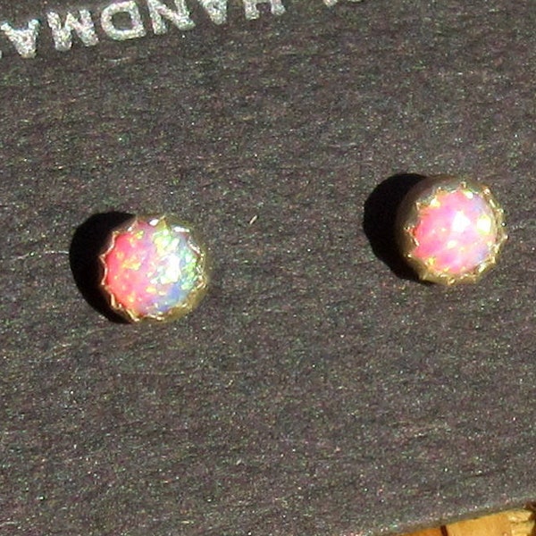 Peach-Pink Opal Studs