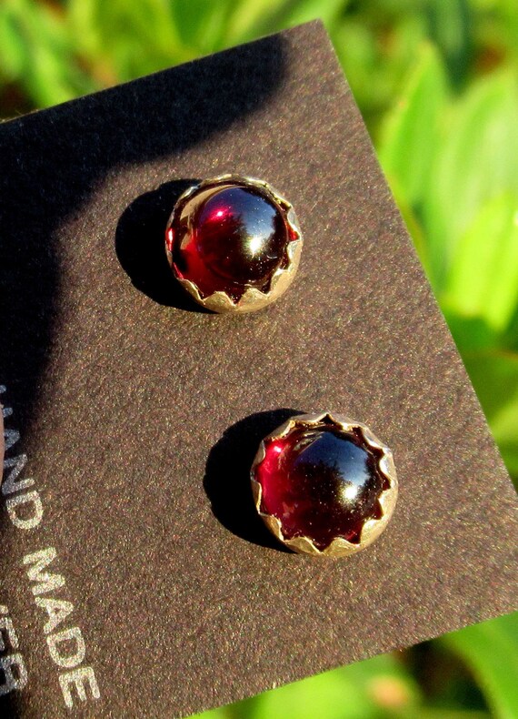 Red Garnet Ear Studs