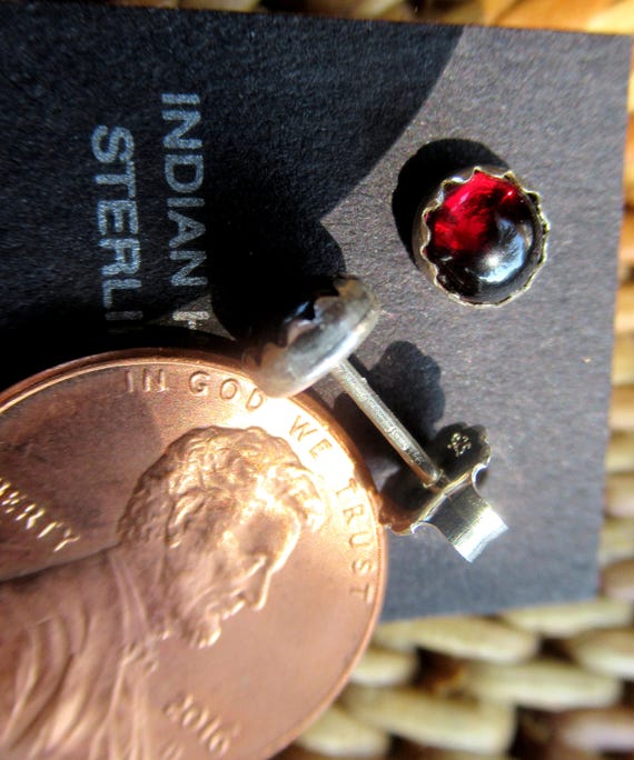 Red Garnet Ear Studs - image 6