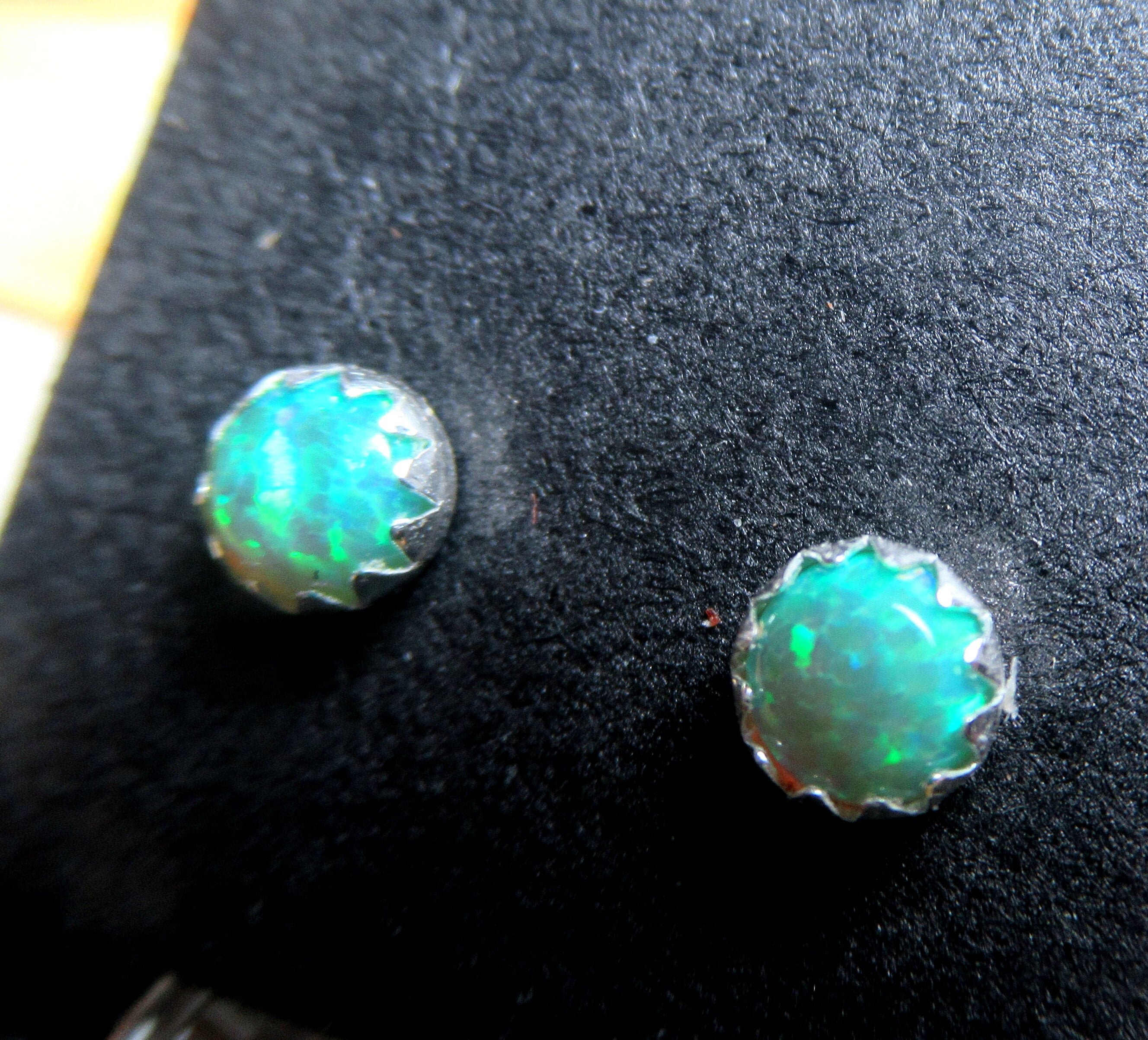 Orecchini Borchie Kiwi Verde Fuoco 8x8 Quadrati Cabochon Donna - Foto 6