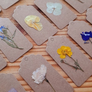 Etiquettes cadeaux véritables fleurs pressées | Fête | Étiquettes de mariage Étiquettes botaniques