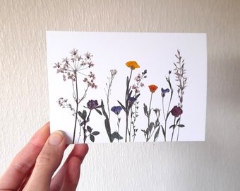 Botanical Greeting Card Note Card Flower Meadow Blank Card