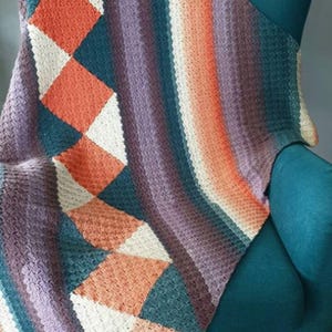 Crochet pattern - 7 Diamonds - Crochet blanket - Corner to Corner - Join as you go - Hook to Hook