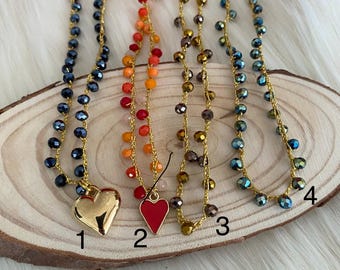 Collana girocollo con cristalli, collana uncinetto