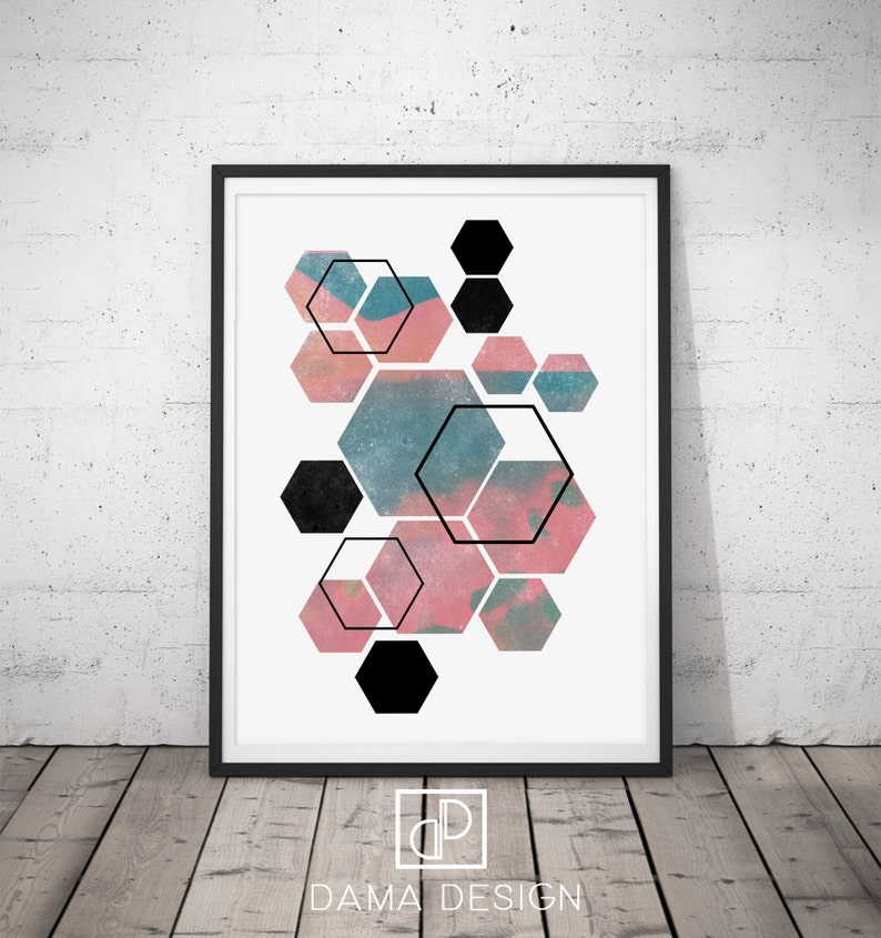 Geometric Art Printable Art Hexagon Print Hexagon Art | Etsy