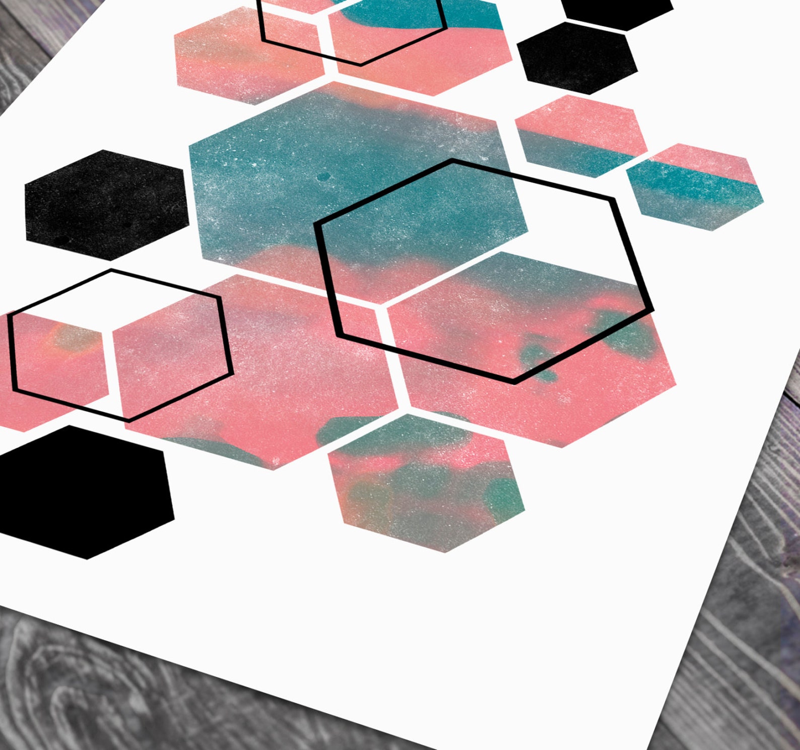 Geometric Art Printable Art Hexagon Print Hexagon Art | Etsy
