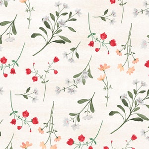 Small Flower Tossed on Cream Background – Peach Whispers Fabric by Beth Grove for Wilmington Prints