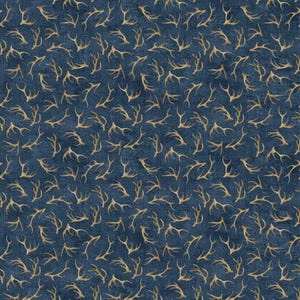 Deer Antler Fabric, Navy Blue Quilting Cotton by the Yard