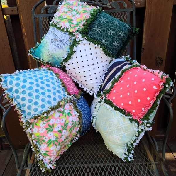 Rag Quilt Pillow Etsy