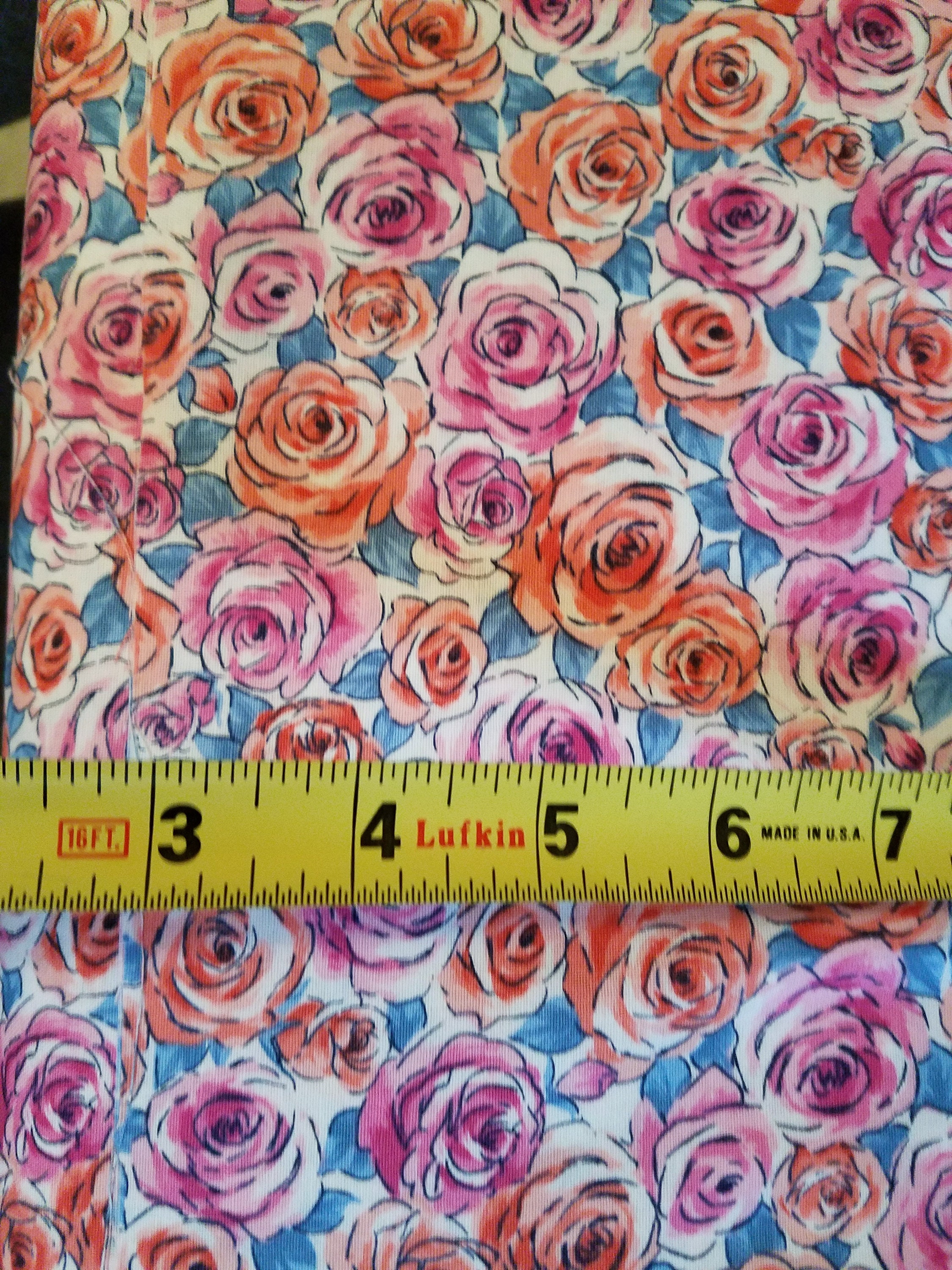 Pink Floral Fabric, Cotton Fabric BTY