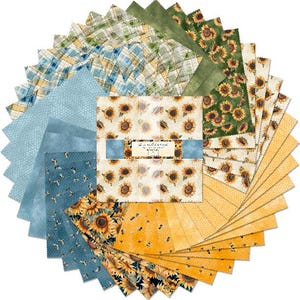 Sunflower Fabric Squares: Sunkissed Precut Quilting Cotton - 10&quot; (42 pcs)