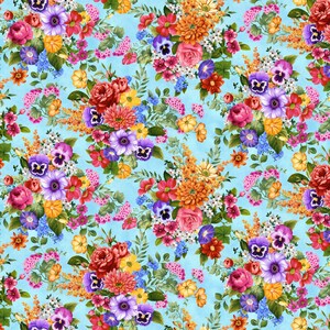 Large Floral Fabric, 100% Cotton Butterfly Boutique Yardage