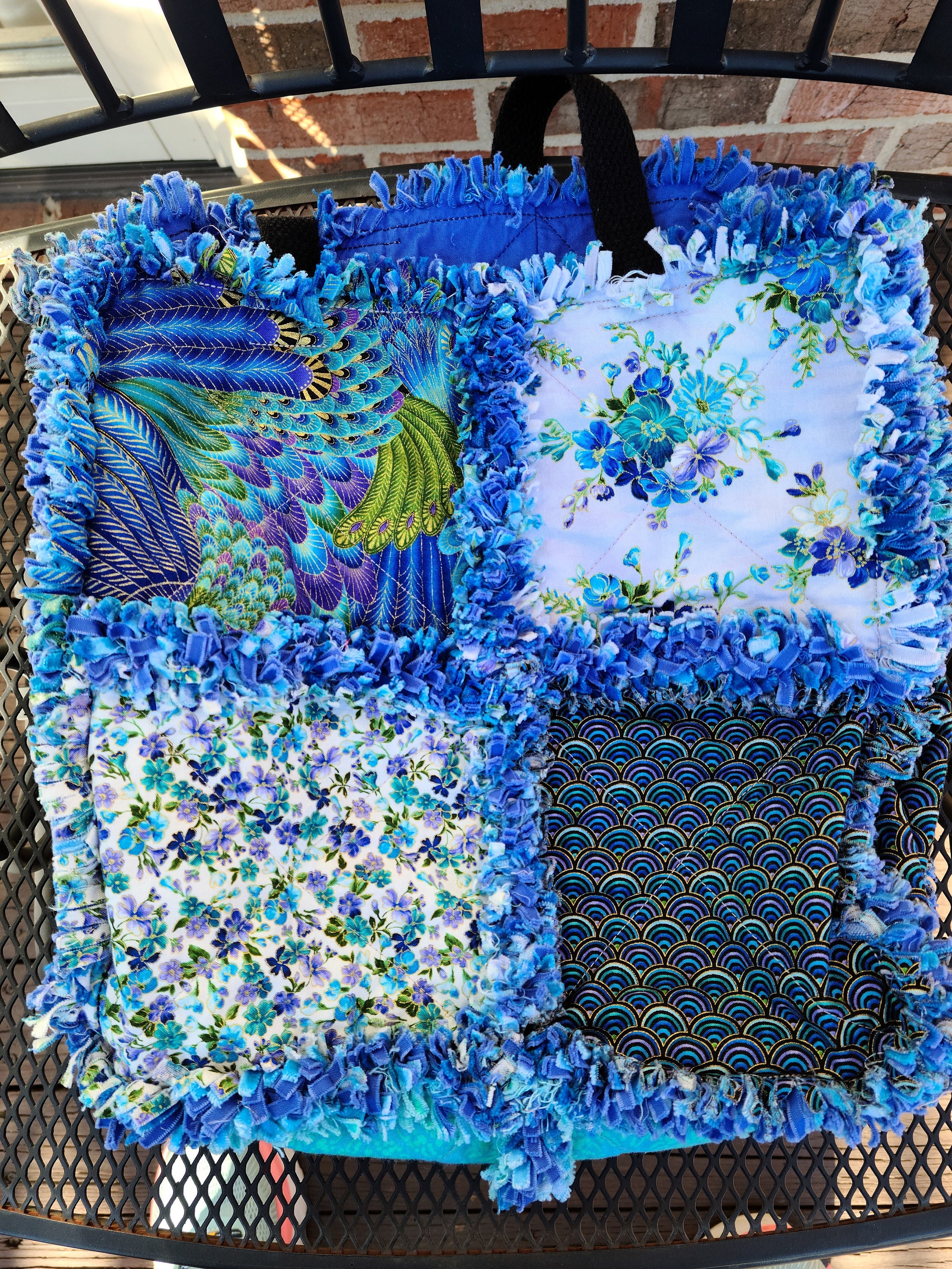 Floral Rag Quilt Open Tote Purse