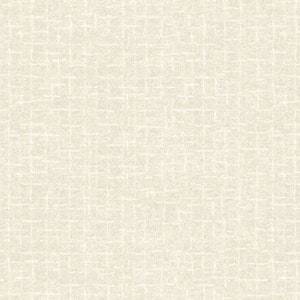 May include: A seamless, off-white fabric with a textured appearance. The surface is covered with a subtle, grid-like pattern of thin, irregular white lines, creating a woven effect. The overall design is neutral and versatile.