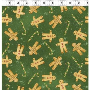 Gingerbread Christmas Fabric by Clothworks – Holiday Quilting Cotton with Cookies