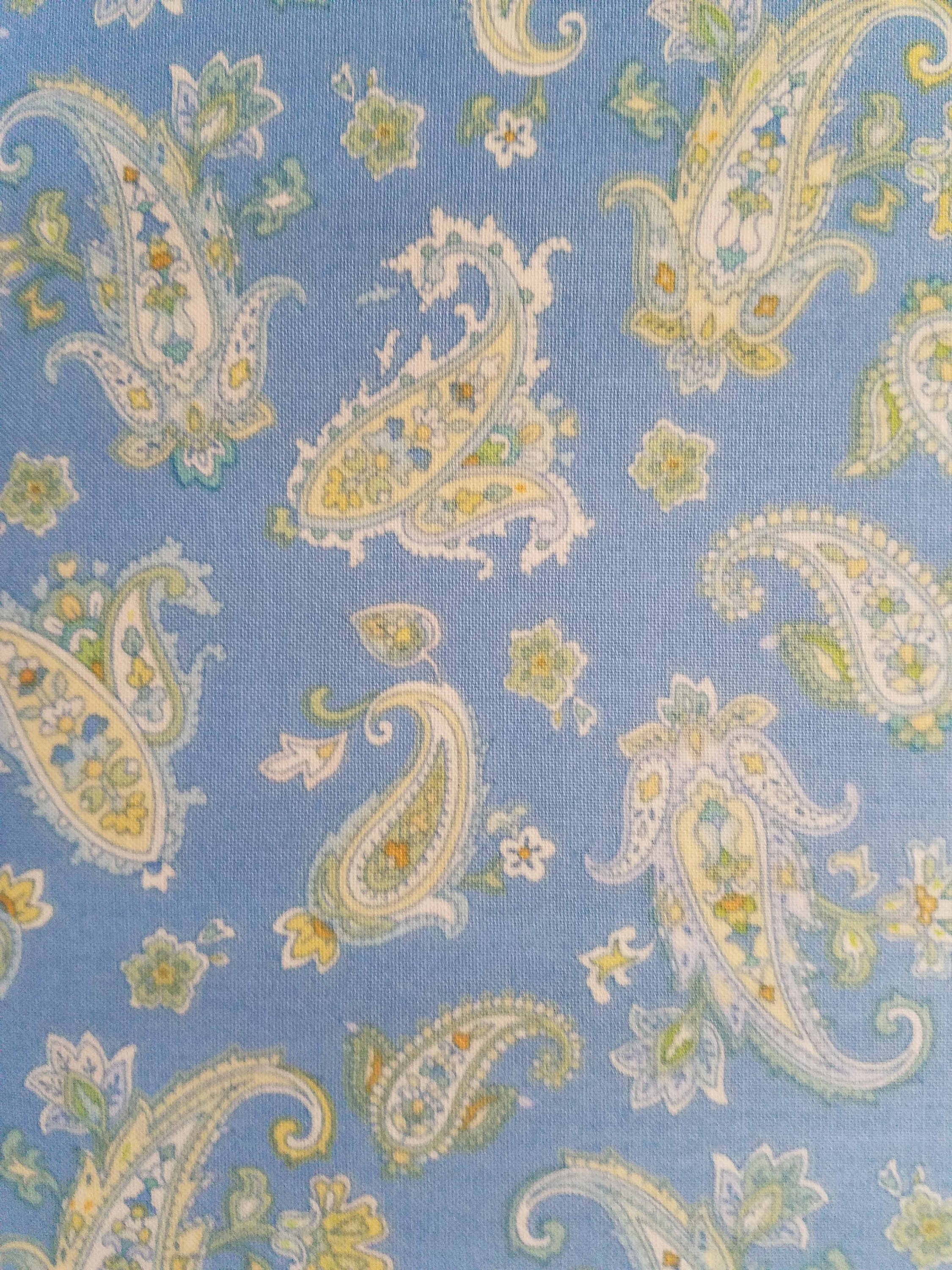 Blue and Green Paisley Fabric, Cotton Fabric by the yard