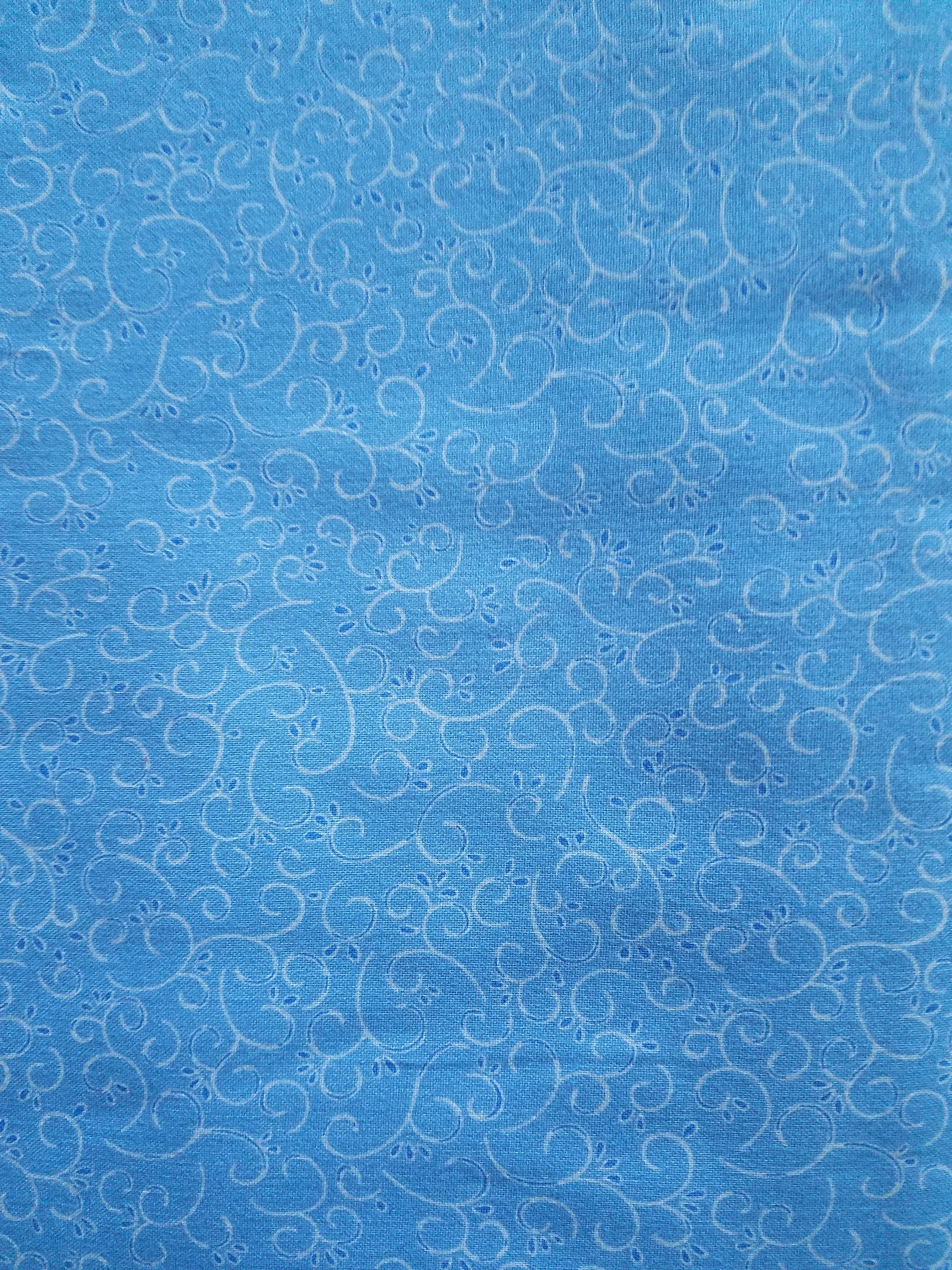 Blue Cotton Fabric, Quilt fabric by the yard