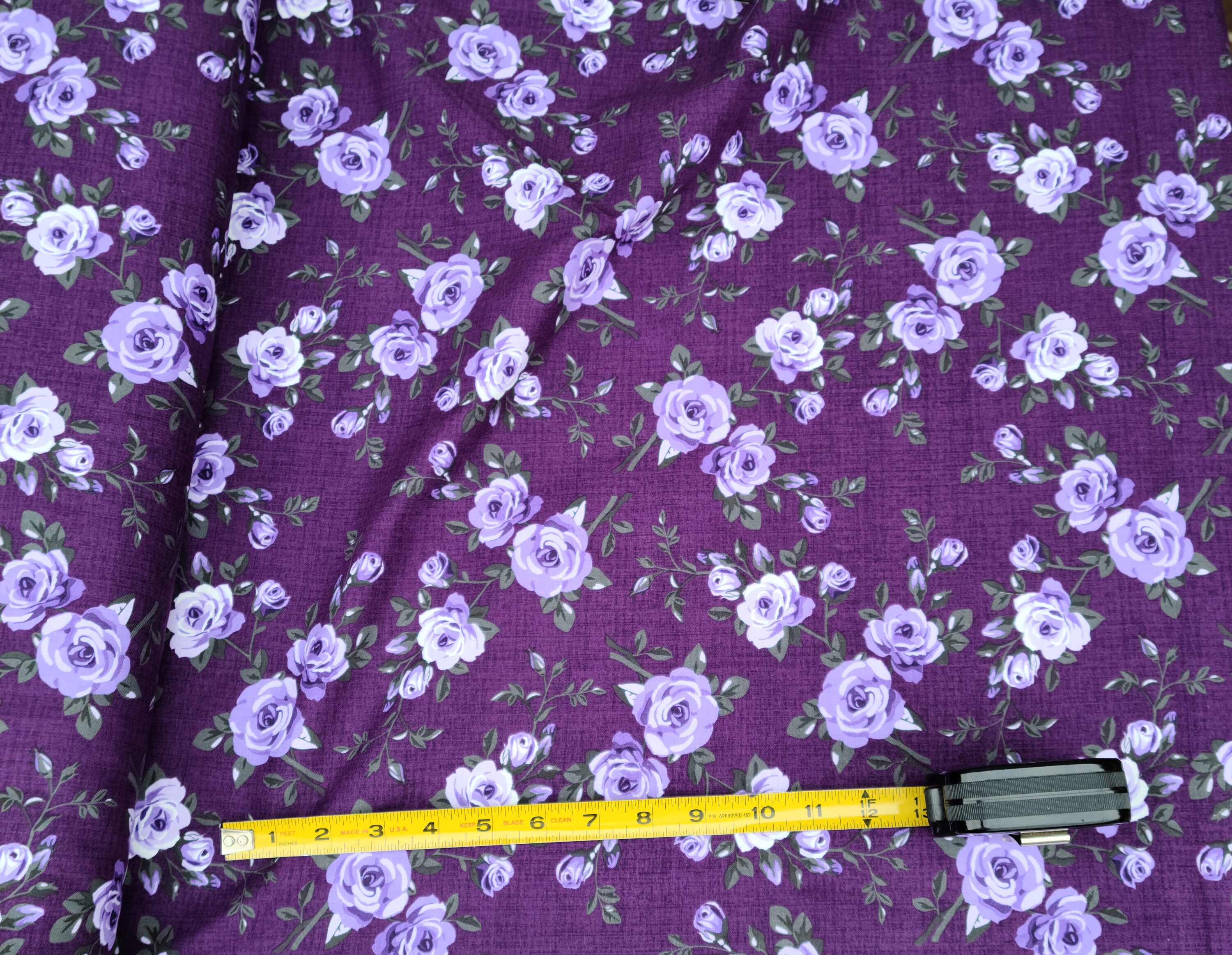 Purple floral fabric, Roses quilt fabric, purple roses fabric , Purple
