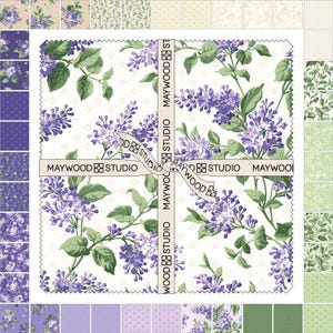 Lilac Lane – 10&quot; Precut Cotton Squares | Lavender & Green Floral Quilt Fabric (42 Pieces)