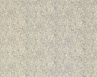Vintage Style Blue Swirl Cotton Fabric