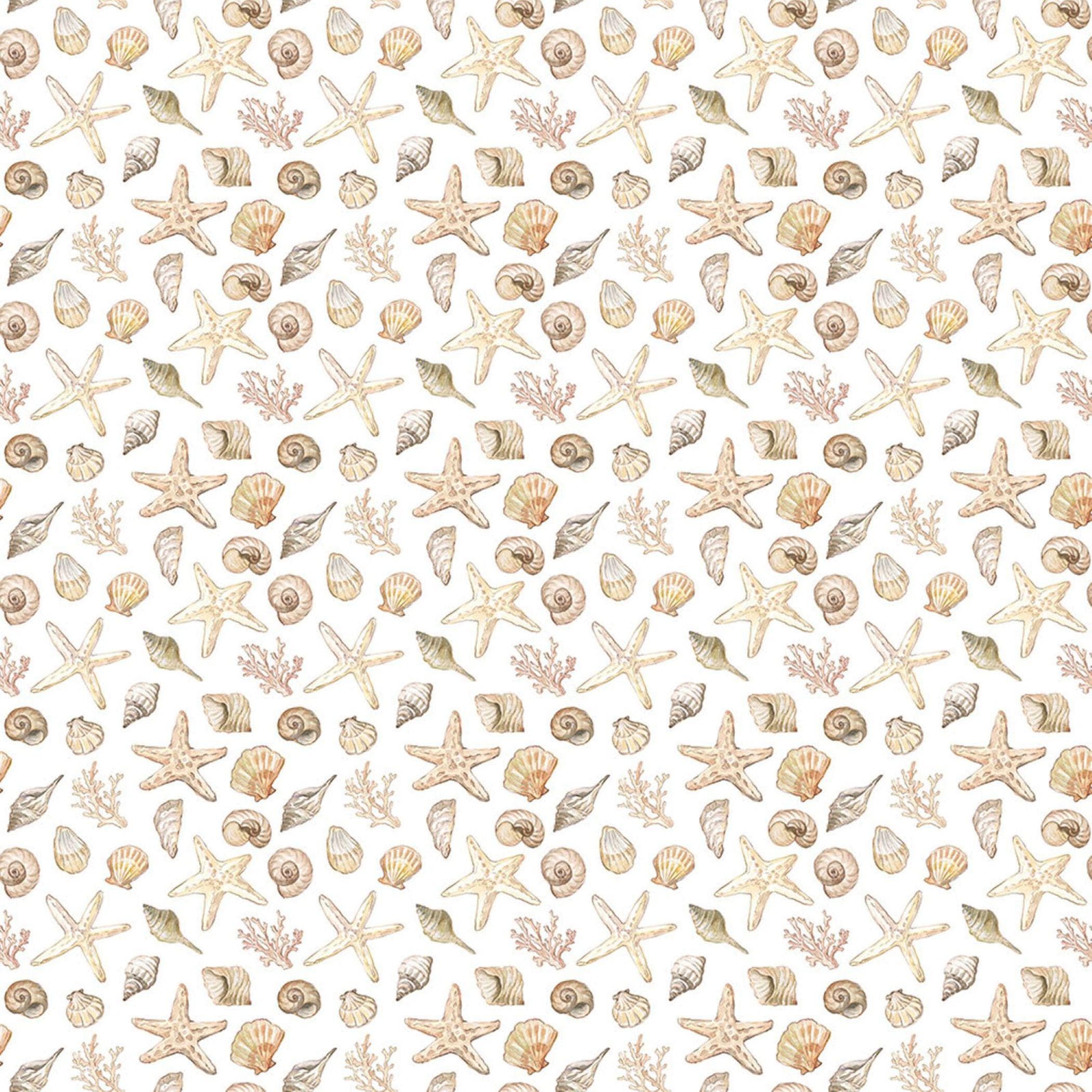 Seashell Fabric, Coastal Cottage Quilting Material
