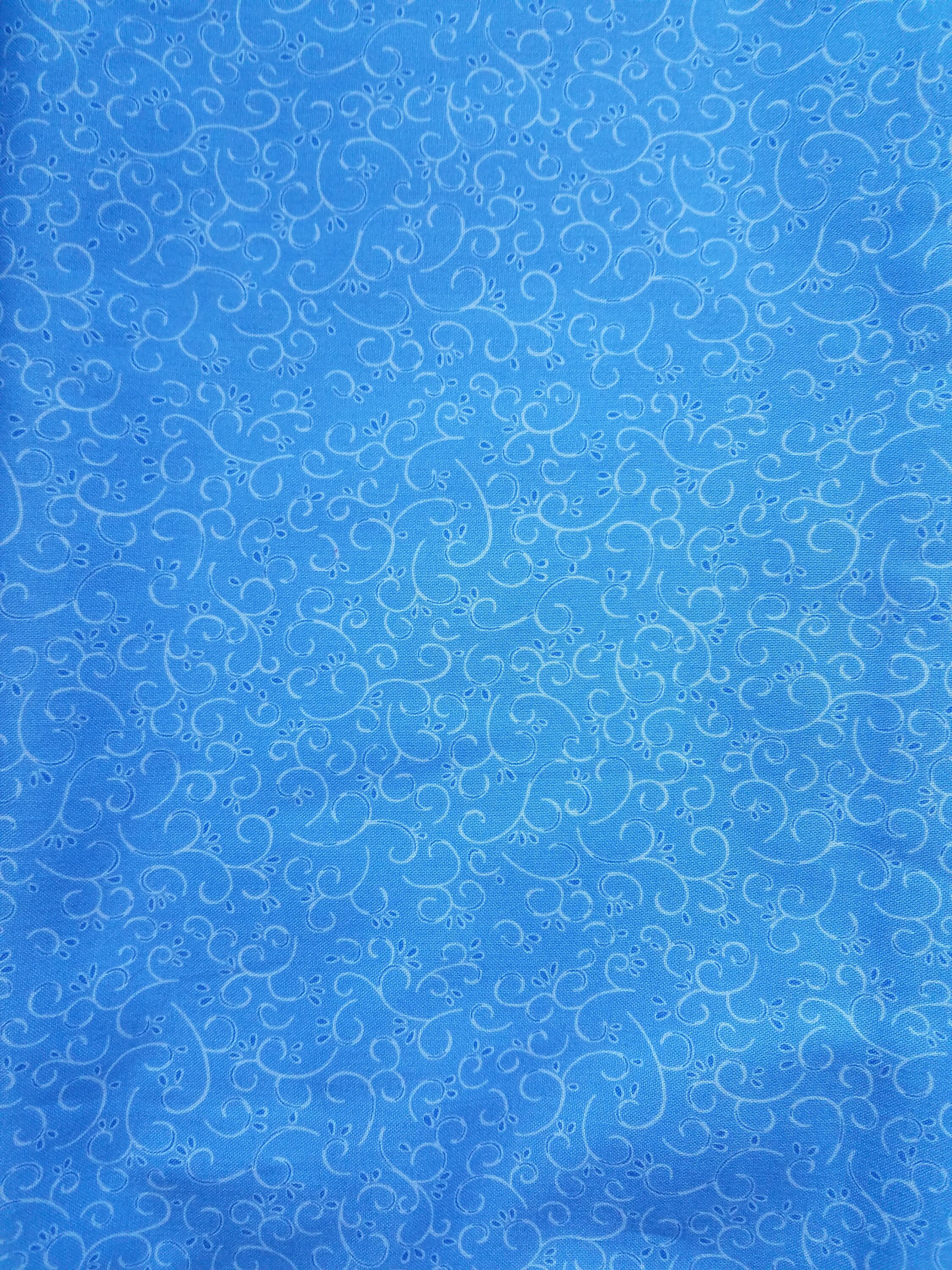 Blue Cotton Fabric, Quilt fabric by the yard