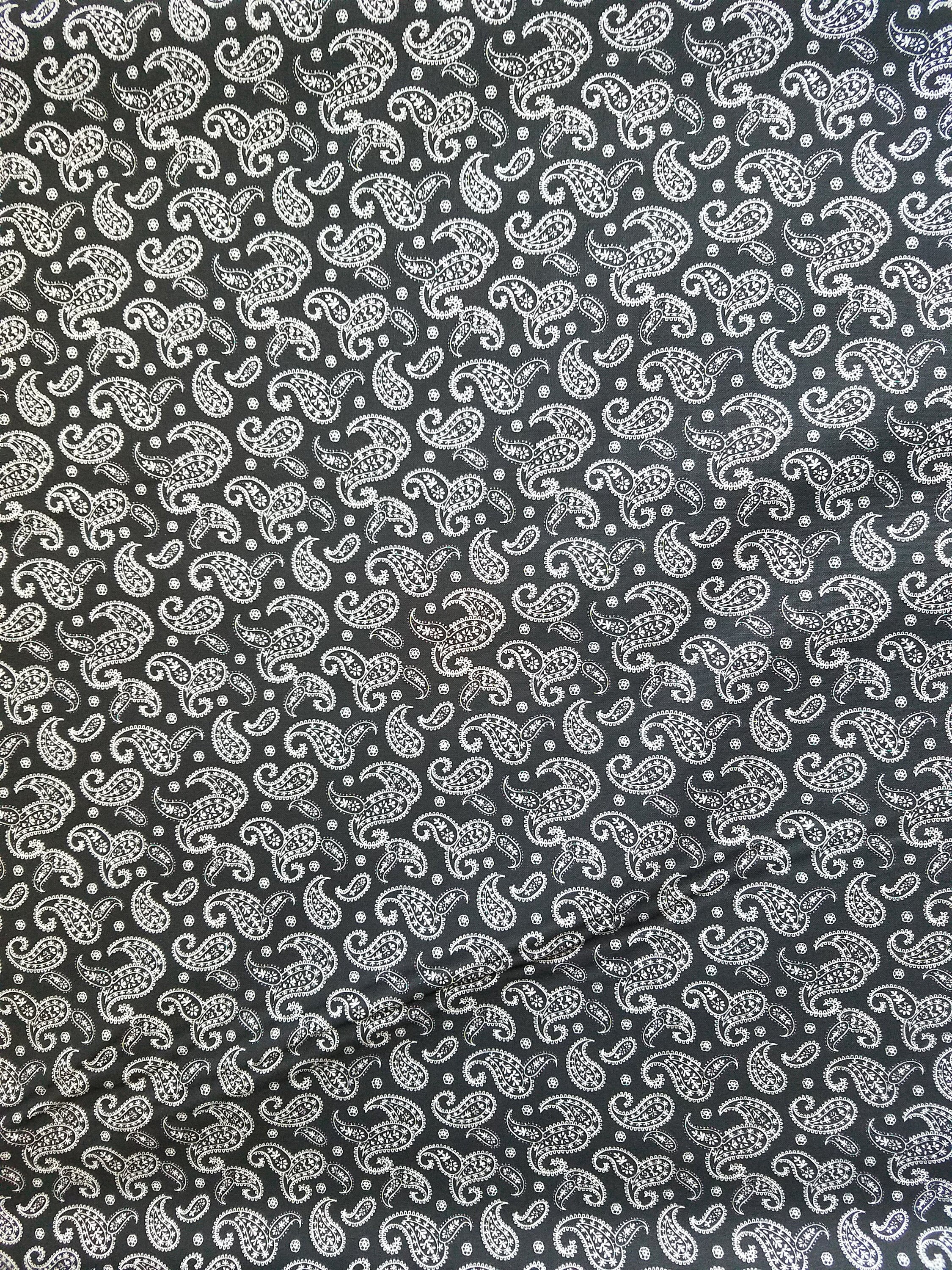 Black Paisley Cotton Fabric Fabric By the Half Yard or Yard Etsy