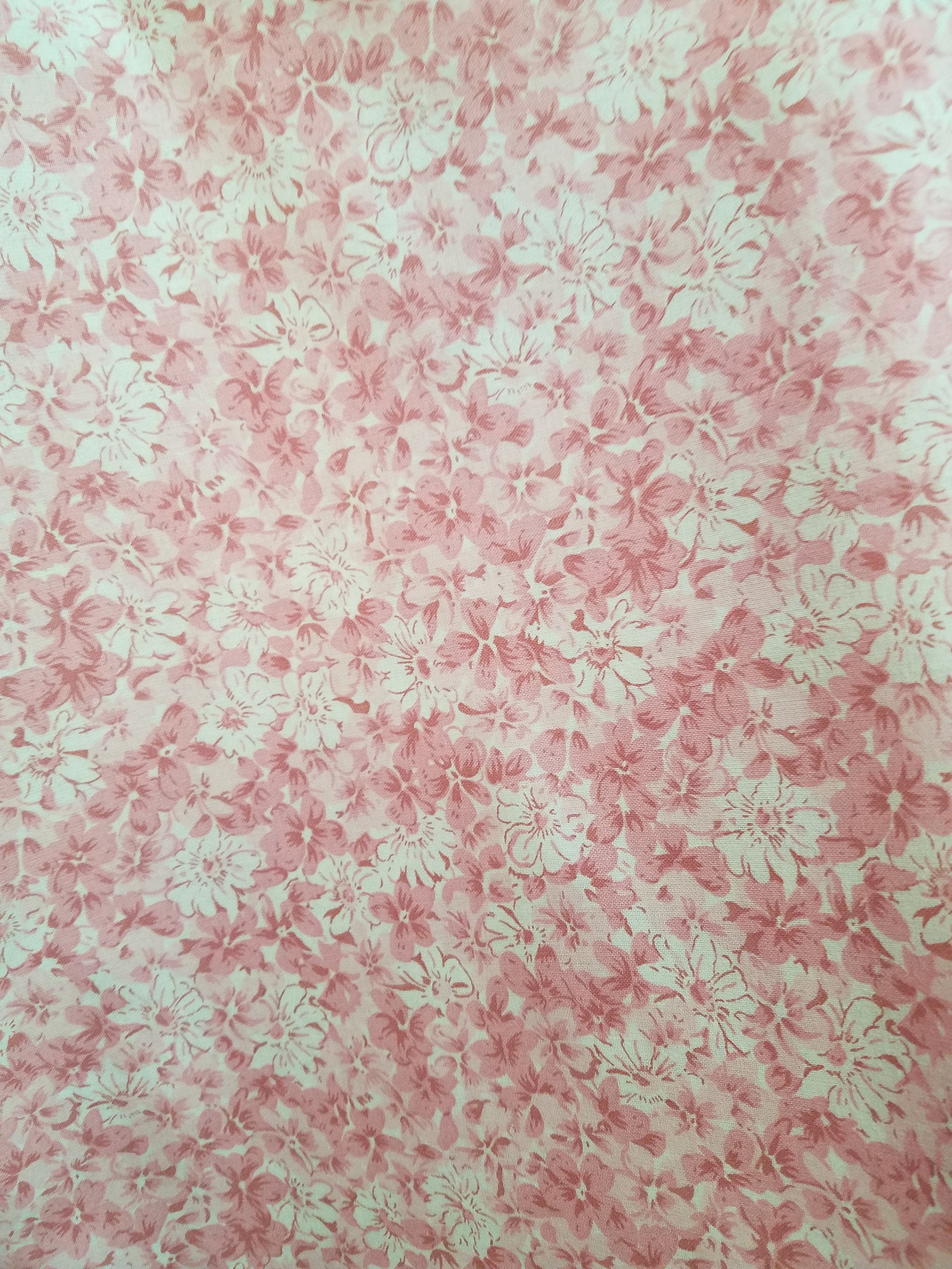 Vintage Style Pink Floral Cotton Fabric