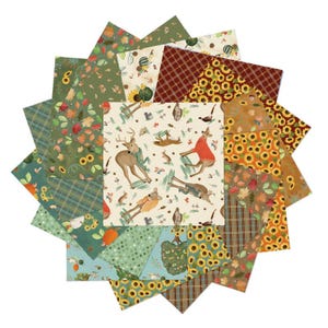 Enchanted Forest Fabric Squares: Andi Metz Animal Floral Prints, 10&quot; Precuts (42 pcs)