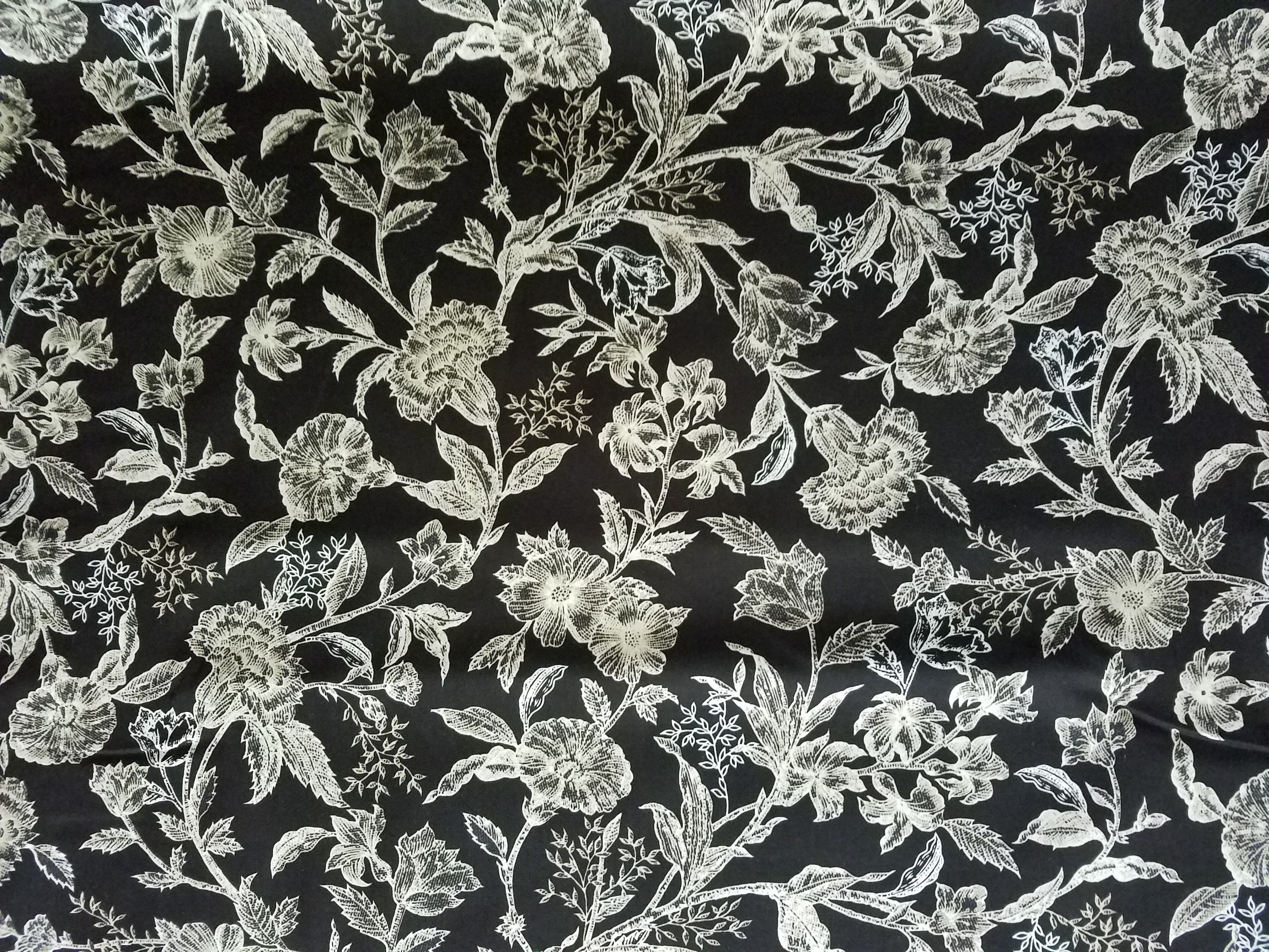 Black Floral Fabric Cotton Floral Fabric Fabric by the yard | Etsy
