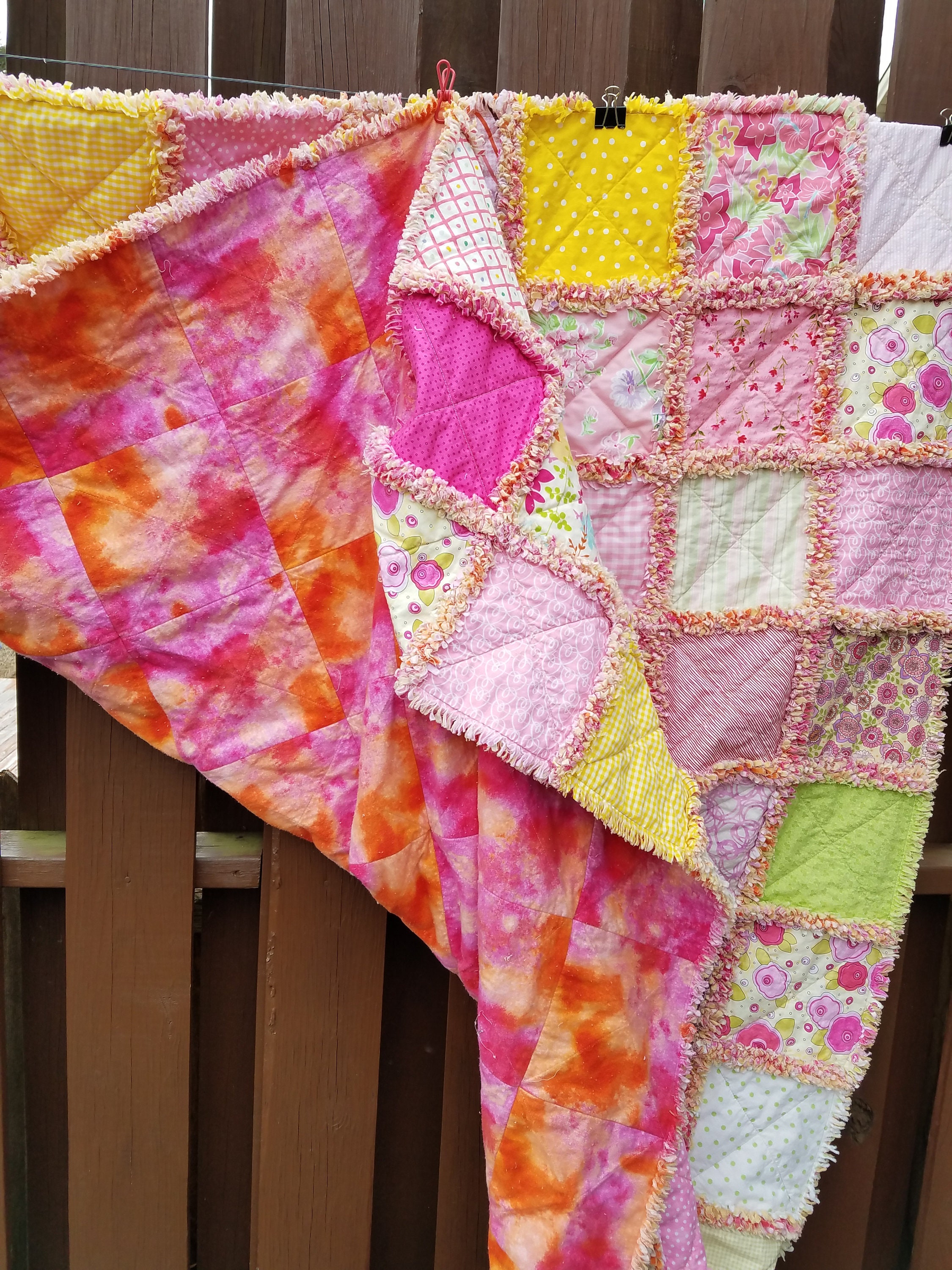 Pink Rag Quilt Throw