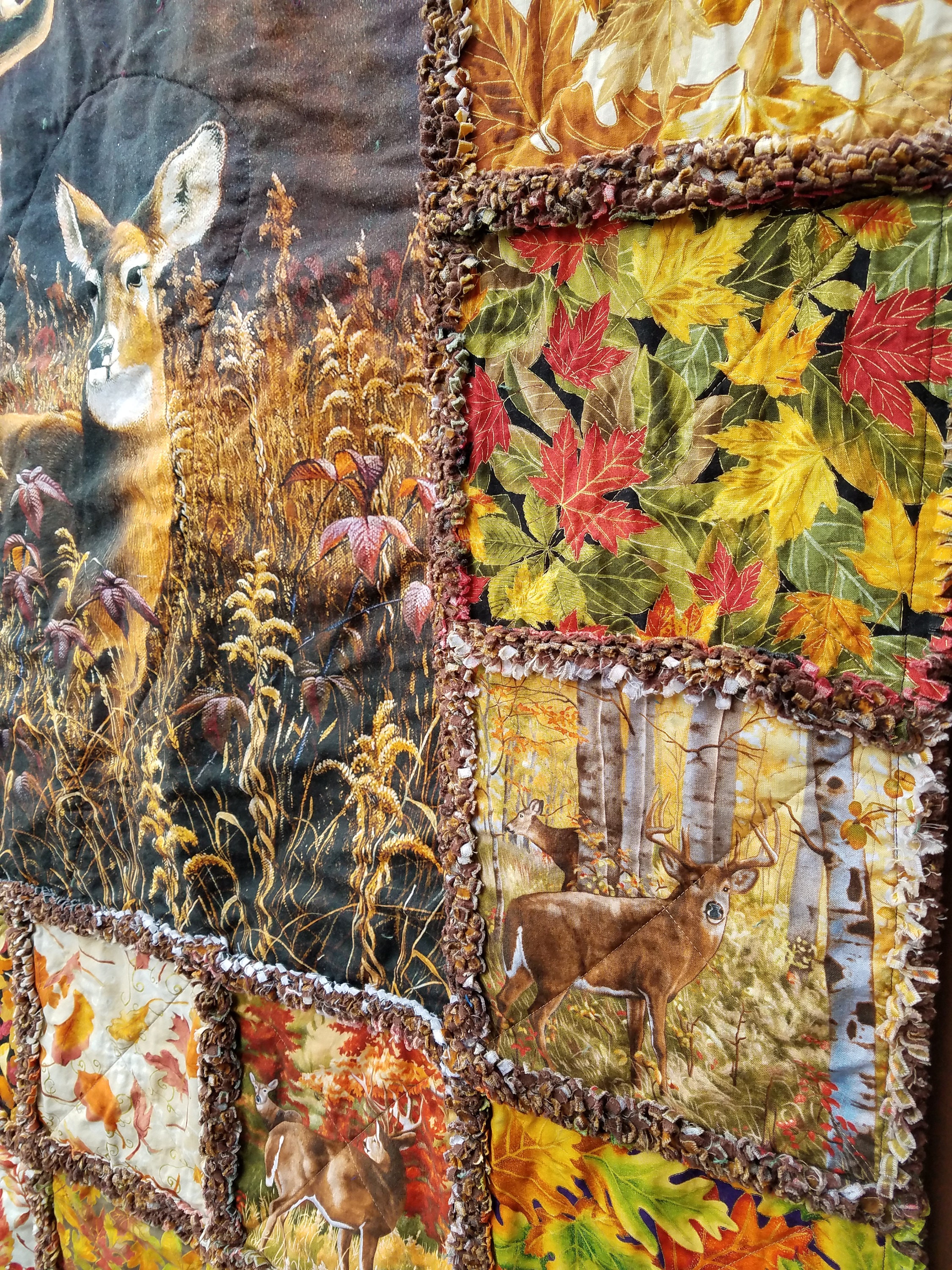 Rustic Deer Rag Quilt Throw