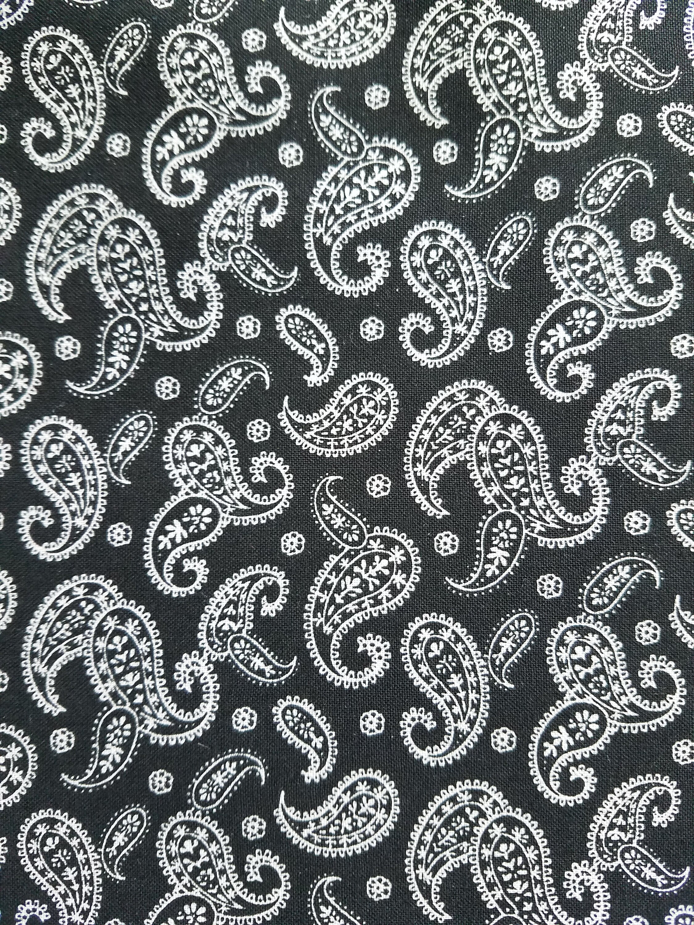 Black Paisley Cotton Fabric Fabric By the Half Yard or Yard Etsy