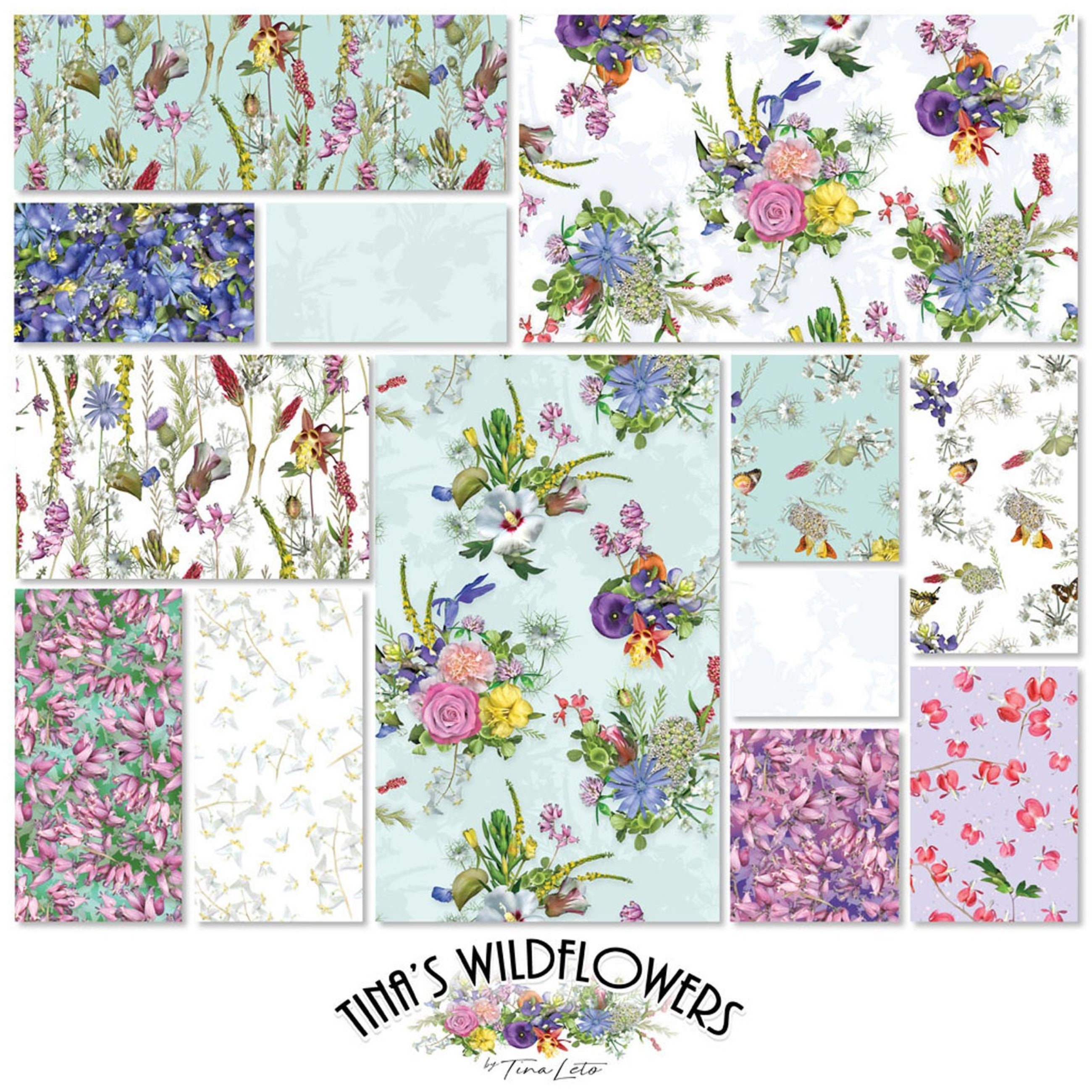 Tina's Wildflowers Precut 10 inch Cotton Fabric Squares