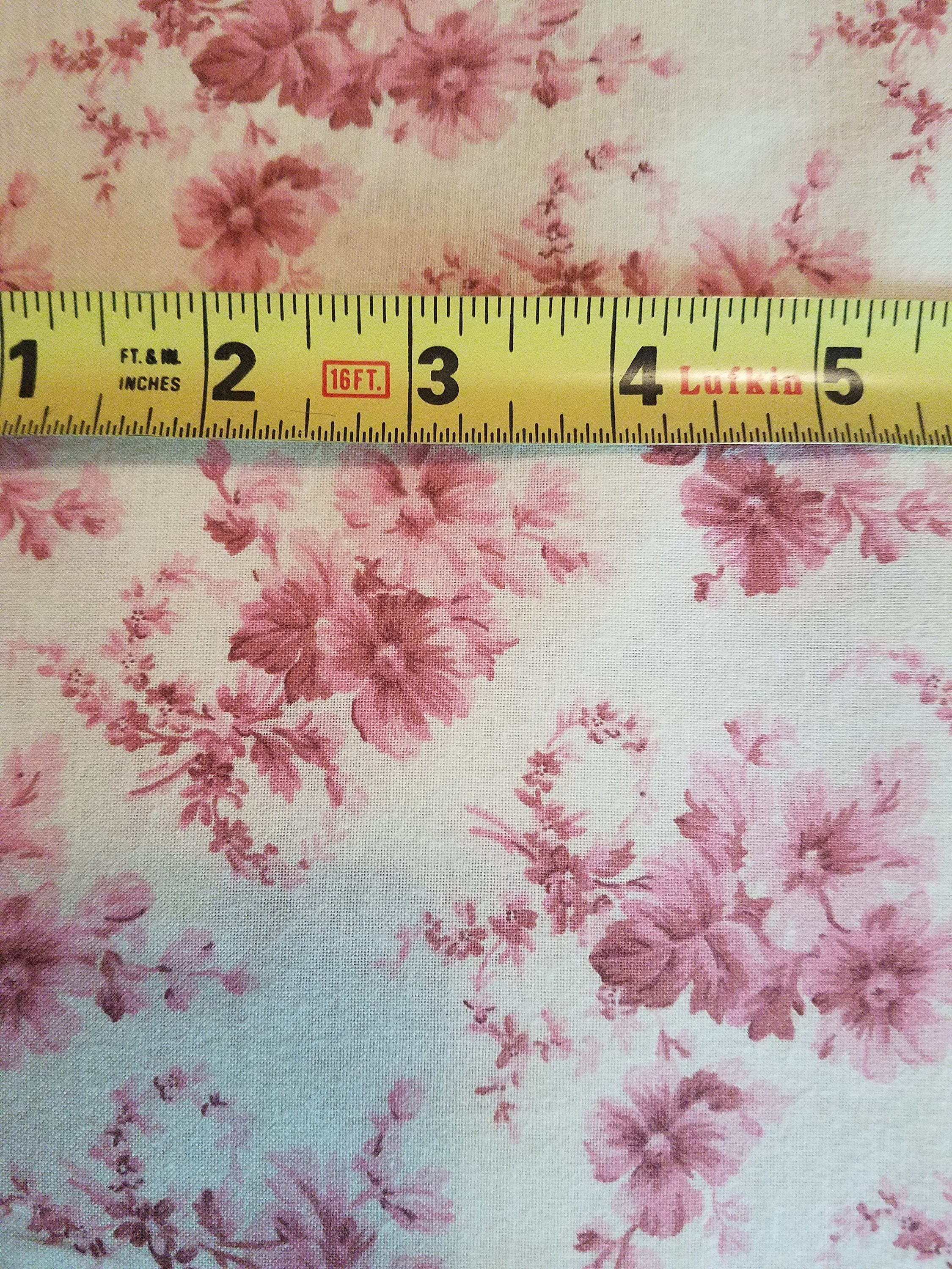 Vintage Style Pink Floral Cotton Fabric