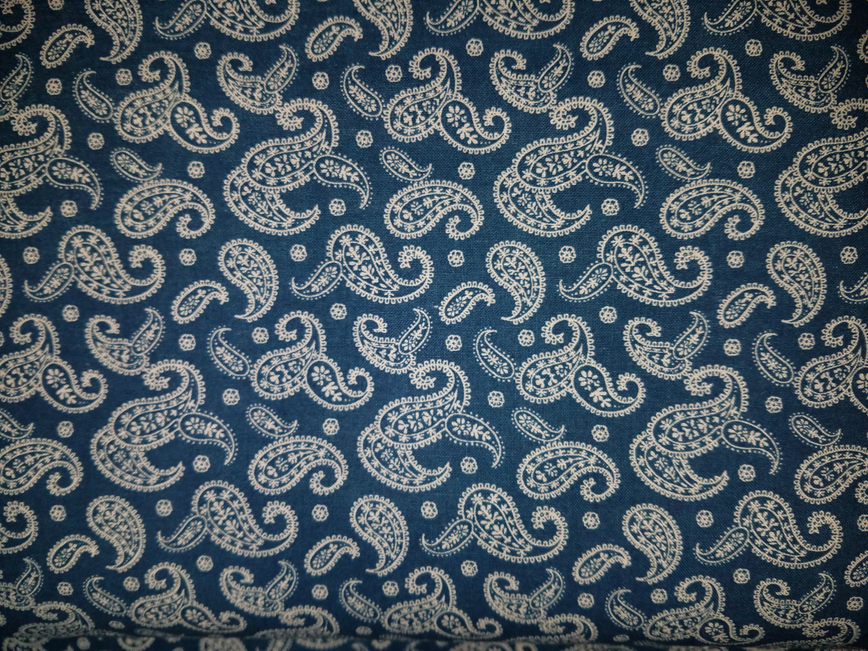 Blue Paisley Cotton Fabric, Blue Cotton Bandana Print Fabric,