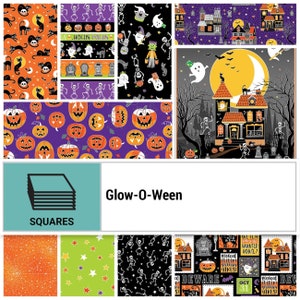 Glow-O-Ween precut 10 inch Halloween cotton fabric