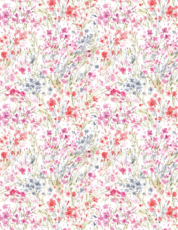 Blush Garden Wildflower Cotton Quilt Fabric - Etsy