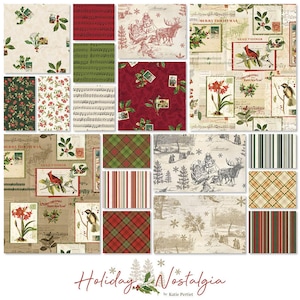 Holiday Nostalgia 10” Precut Fabric Squares – 42 Pcs | Vintage Christmas Cotton Fabric by Clothworks