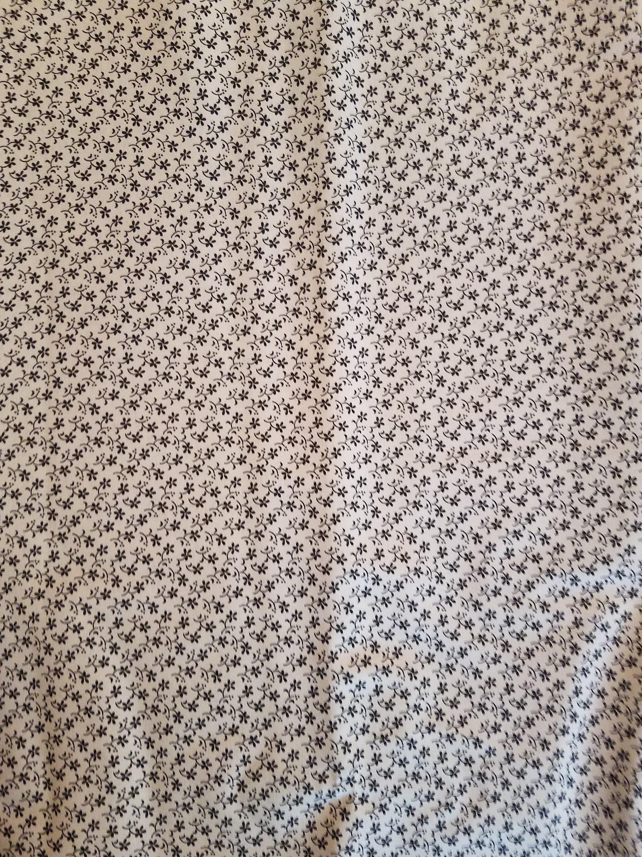 Cream and Black cotton Fabric, Fabric By the yard,