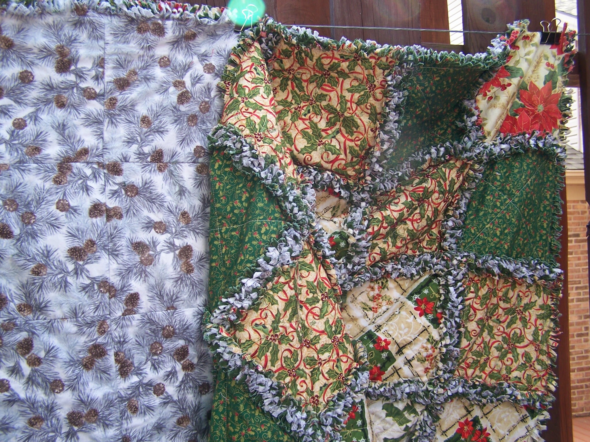 Christmas Rag Quilt, Holiday Rag Quilt, Red and Green Rag Quilt