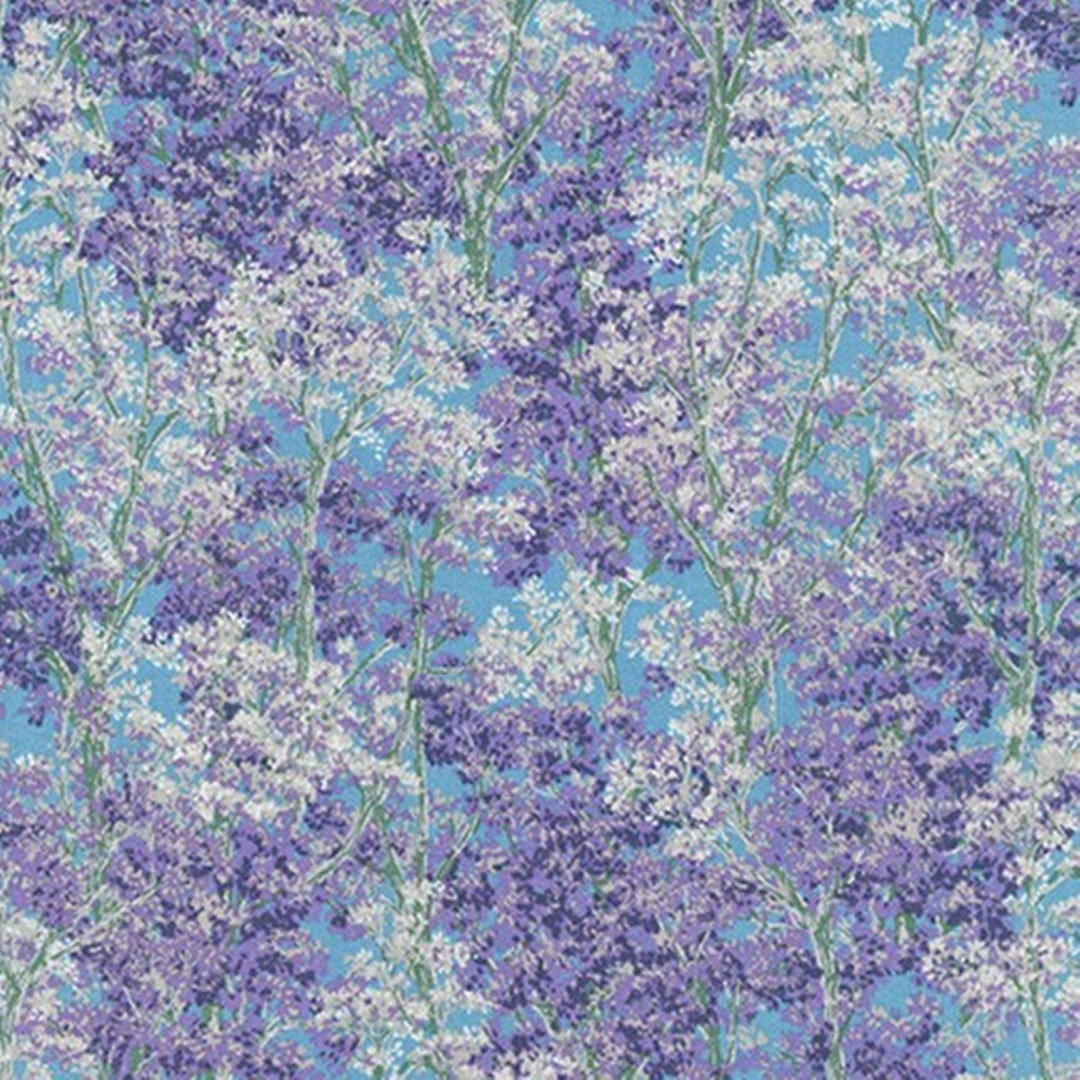 Blue and Purple Floral Quilt Cotton Etsy