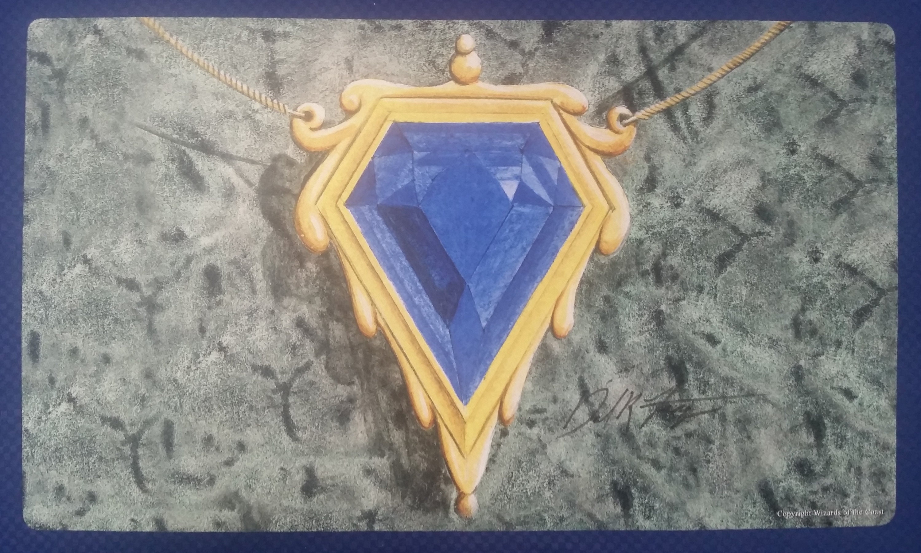 Mox Sapphire Play Mat Signed by Dan Frazier MTG Magic the